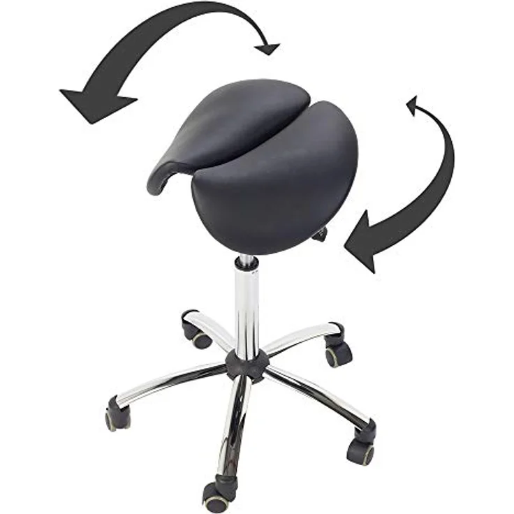 Teqler Sattelhocker schwarz, 2-fach verstellbar mit stufenloser Höhenverstellung von 58 - 80 cm, sattelförmige Sitzfläche – Bild 2