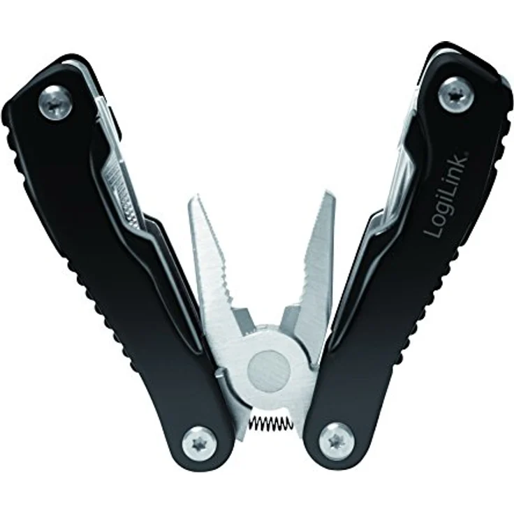 LogiLink WZ0044 11 in 1 Multitool, multifunktionales Überlebenswerkzeug im Taschenformat mit Zange, Schwarz/Silber, ideal für Autofahrten und Outdoor-Abenteuer – Bild 4