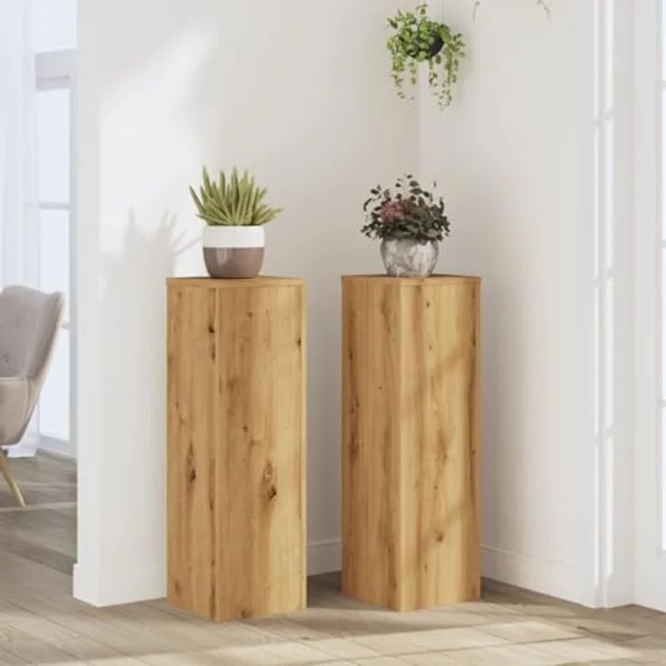 vidaXL Blumenständer Pflanzenständer 2 Stk Artisan-Eiche 25x25x80 cm - Robuster Holzwerkstoff, zeitloses Design – Bild 2