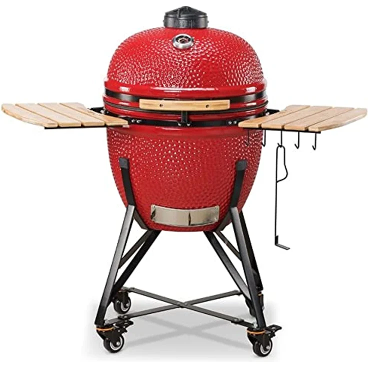 Kamado Bono Grande Roter - Kamado Grill - Kohle Gril Klein - Vielseitiger Keramikgrill für Draußen - Kleiner Kohlegrill mit Großer Wirkung - Perfekt für BBQ und Grillen, Ø 59cm – Bild 1