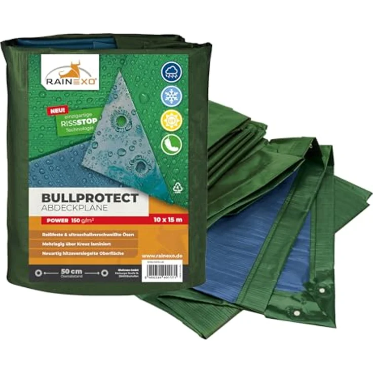 Bio Green Rainexo Abdeckplane Power Plane Planen 10x15m Grün-Blau RX15010X15GB – Bild 2