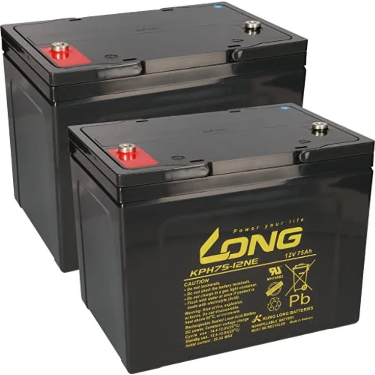 WSB Ersatzakku für Ortopedia Touring 924S, 2 x 12V 75Ah AGM Akku-Satz zyklenfest, wartungsfrei – Bild 1