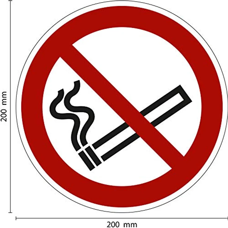Rauchen verboten, Hart-PVC, 200 mm Ø gemäß ASR A1.3 / ISO 7010 P002, Verbotszeichen Schild, 20 cm – Bild 2