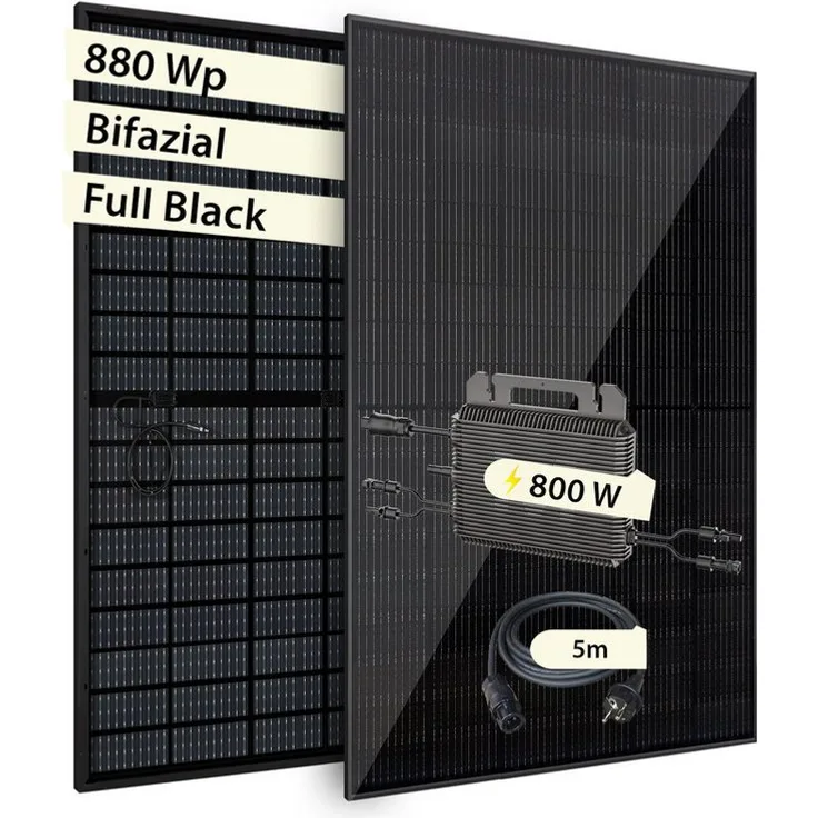 VALE Balkonkraftwerk Bifazial, 880-920 Wp, mit Marstek Wechselrichter, Full Black, Plug&Play, WiFi, App-Steuerung