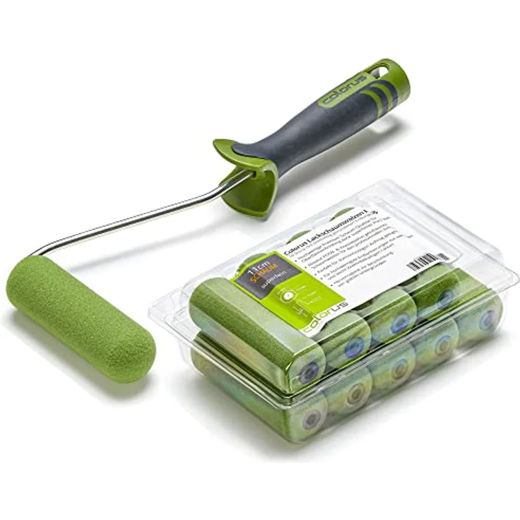 10 x Colorus Lackwalze superfein PLUS | Lackierwalze 11 cm beidseitig rund | Lackwalze-Schaumstoff für wasserbasierte, leicht lösemittelhaltige Lacke – Bild 2