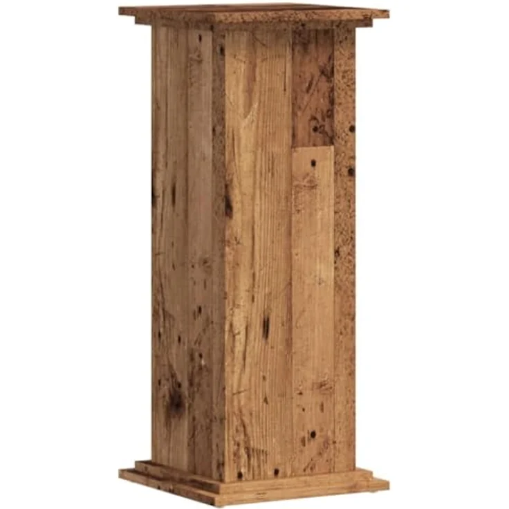 vidaXL Pflanzenständer Altholz-Optik, 33x33x80 cm, stabiler Holzwerkstoff mit großer Oberfläche, max. Belastbarkeit 60 kg – Bild 1
