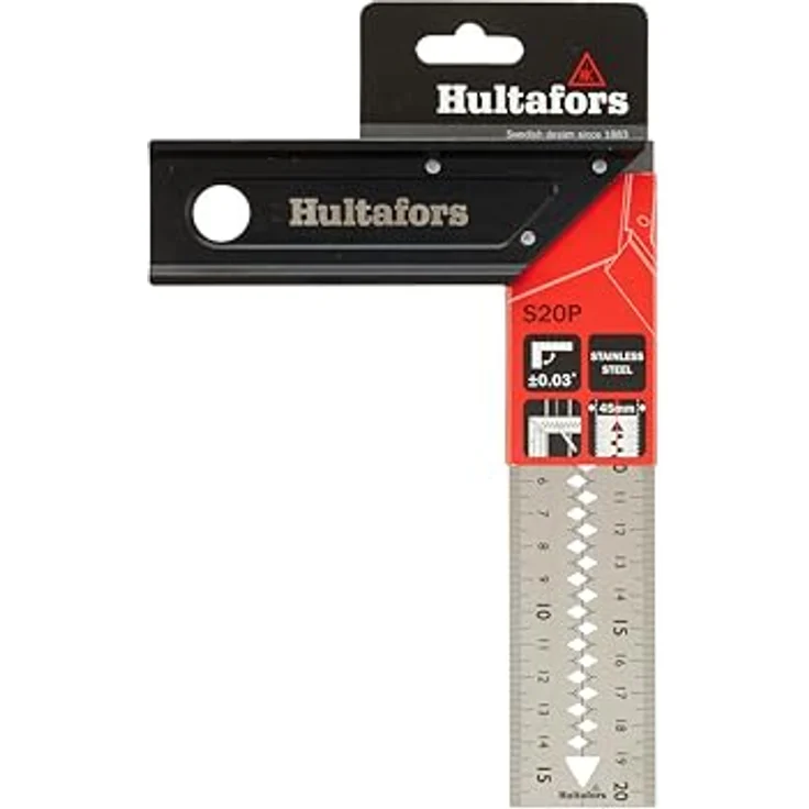 Hultafors Winkel Pro 205mm x 45mm, Aluminium mit Toleranz von ±0,03°, 45°/90°/135°, Anreißfunktion & Mittellinie, Messfunktion für Längen & Winkel, Made in EU, Modell 260303 – Bild 5