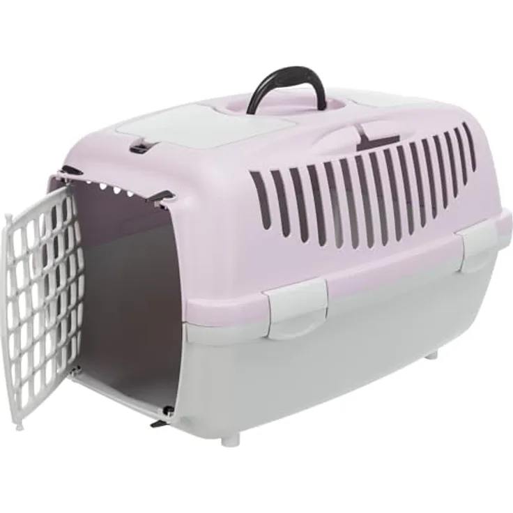 TRIXIE Tiertransportbox Capri II - Kunststoff, hellgrau/flieder, für Hunde bis 8 kg