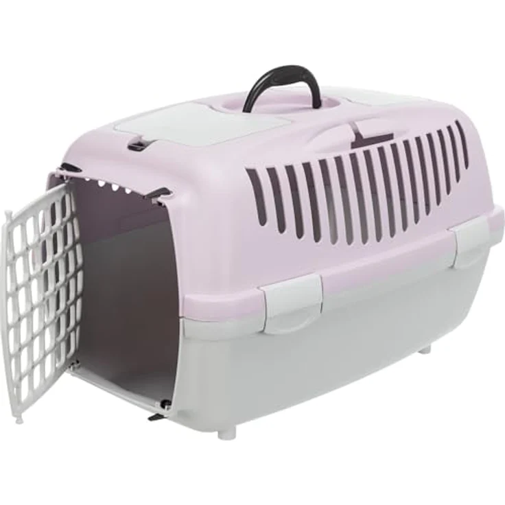 TRIXIE Tiertransportbox Capri II - Kunststoff, hellgrau/flieder, für Hunde bis 8 kg - Preisvergleich – Bild 1