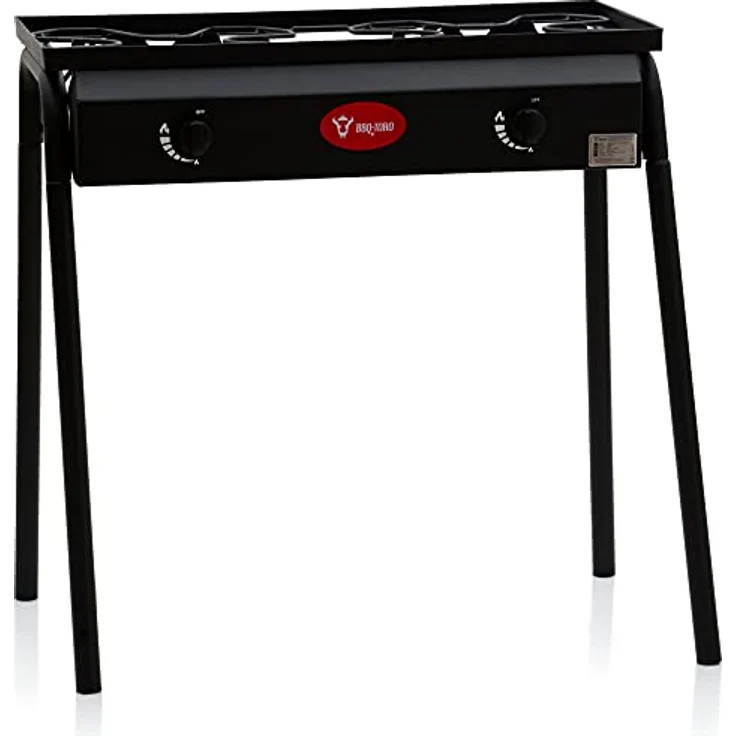 BBQ-Toro Gas Grilltisch mit Windschutz | Gusseisen Gaskocher 2 Brenner 78 x 45 x 110 cm | 12 kW | Tischgrill für Camping, Einsatz im Freien, im Garten und auf der Terasse – Bild 5
