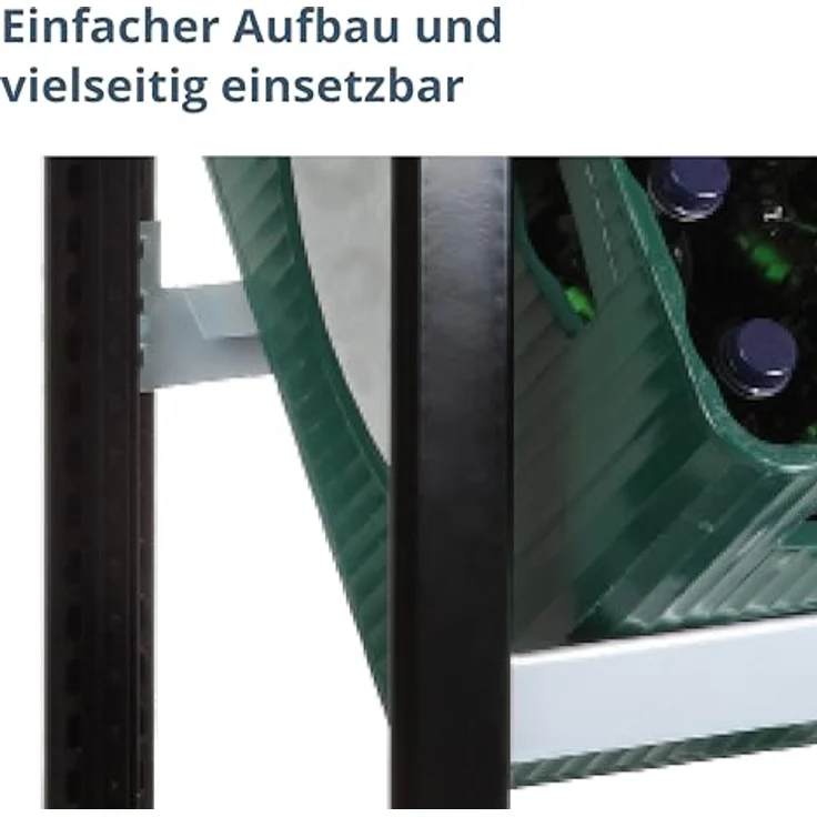 SCHULTE Regalwelt Getränkekistenregal für bis zu 9 Kisten, 180x100x30 cm (HxBxT), Traglast pro Ebene 60 kg, schwarz-silber, Getränkeregal, Bierkistenregal, Flaschenkastenständer, Wasserkistenregal – Bild 6