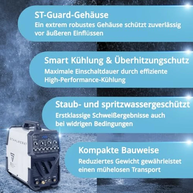STAHLWERK Schweißgerät ACDC WIG 200 Puls ST, 2-in-1 WIG & MMA, 200A, Aluminium-Modus, IP21S, inkl. Zubehörset – Bild 5