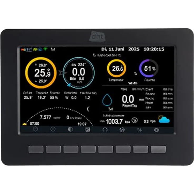 dnt WiFi-Wetterstation WeatherScreen PRO V2, 17,8 cm TFT-Farbdisplay, Solar-Kombisensor, WLAN-fähig, DNT000026 – Bild 3