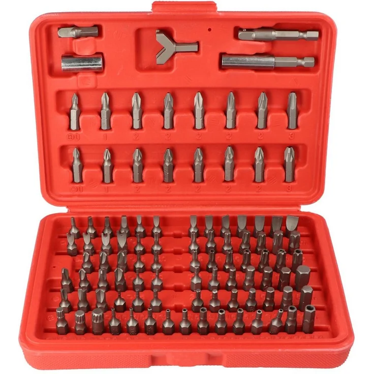fixPOINT Bit-Set 100-teilig, Werkzeugstahl, Multibox mit umfangreicher Bit-Auswahl