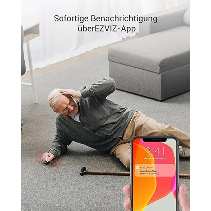 EZVIZ Smart Button T3C, Notfall-Knopf für Hilfe, zur EIN-/Ausschaltung der Sensoren, einfache Installation, 1 Jahr Batterielebensdauer, kompatibel mit Home Gateway A3 – Bild 3