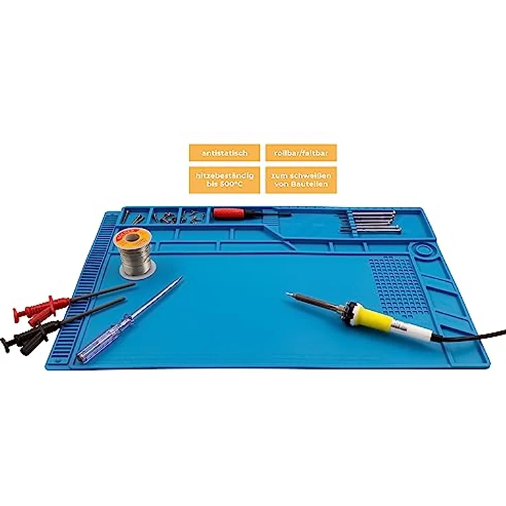 MC POWER - ESD Silikon-Lötmatte | LM-18 | Große flexible Löt-Unterlage 55x35cm, Schweiß-Reparatur-Unterlage hitzebeständig bis 500 °C antistatisch, abwischbar und zusammenrollbar – Bild 2