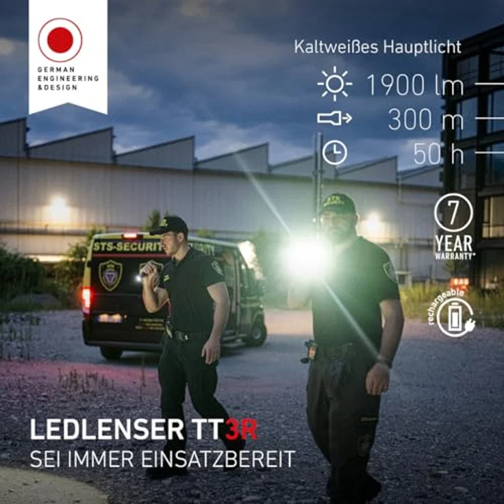 Ledlenser TT3R Taschenlampe, 1900 Lumen, IP68, USB-C, 50 h Leuchtdauer, inkl. Gürteltasche und Handschlaufe – Bild 2