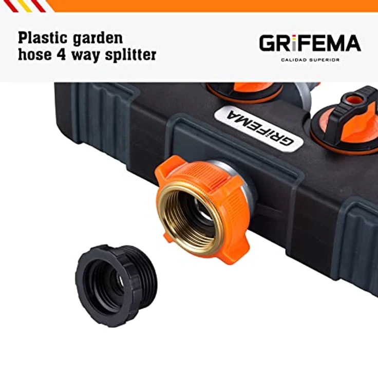 GRIFEMA 4-Wege-Verteiler, 3/4 Zoll und 1/2 Zoll Wasseranschluss Verteiler, 4 Geräte Können Gleichzeitig Verbunden Werden, Einstellbarer Wasserdurchfluss – Bild 4