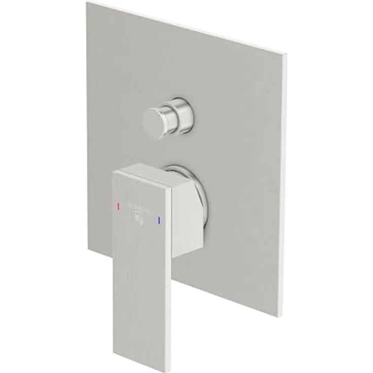 Steinberg Serie 160 Dusch-/Wannenarmatur, Fertigmontageset mit Einhebelmischer für zwei Verbraucher, Brushed Nickel, Wandmontage mit Abdeckplatte 165 x 165 mm