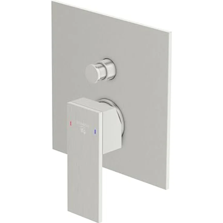 Steinberg Serie 160 Dusch-/Wannenarmatur, Fertigmontageset mit Einhebelmischer für zwei Verbraucher, Brushed Nickel, Wandmontage mit Abdeckplatte 165 x 165 mm – Bild 1