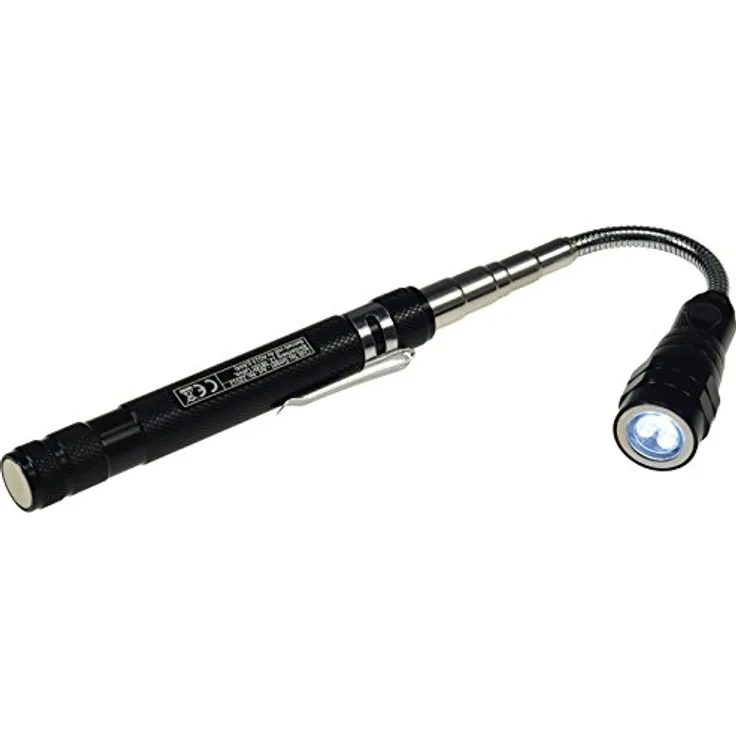 ChiliTec Inspektionsleuchte mit Magnet Teleskop Stab - LED Beleuchtung Flexibel 17-55cm, Ausziehbar bis 1Kg, Aluminiumgehäuse