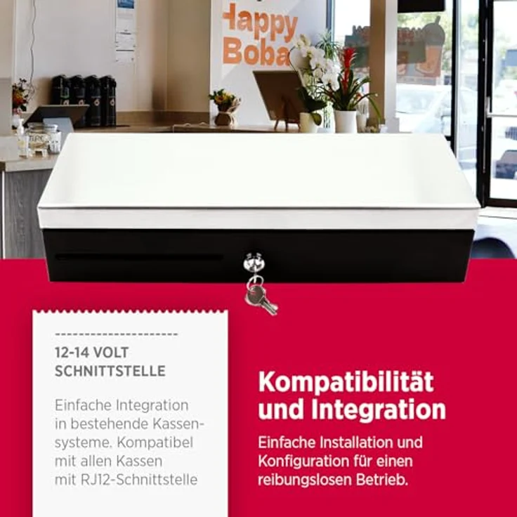 Olympia HS 170S Kassenschublade | Abschließbare Geldkassette mit RJ12-Kompatibilität | 8 Münz- & 6 Scheinfächer | Metallgeldbox für Handel & Gastronomie | 46x17x10 cm – Bild 3