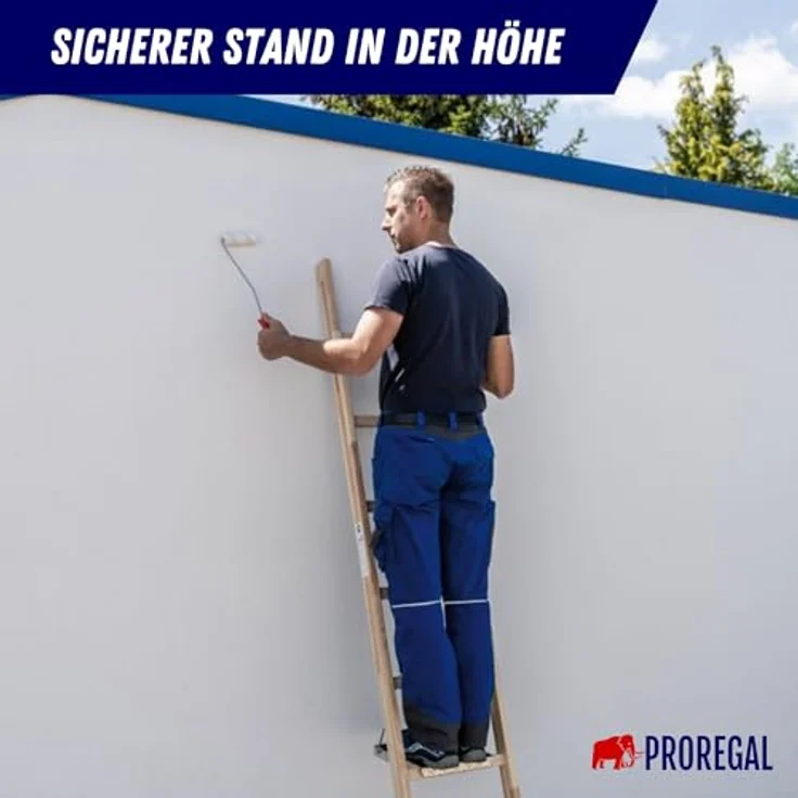 PROREGAL Sprossen-Anlegeleiter Holz ohne Traverse | 10 Sprossen | Leiter, Teleskopleiter, Trittleiter, Bockleiter, Sprossen-Doppelleiter – Bild 5