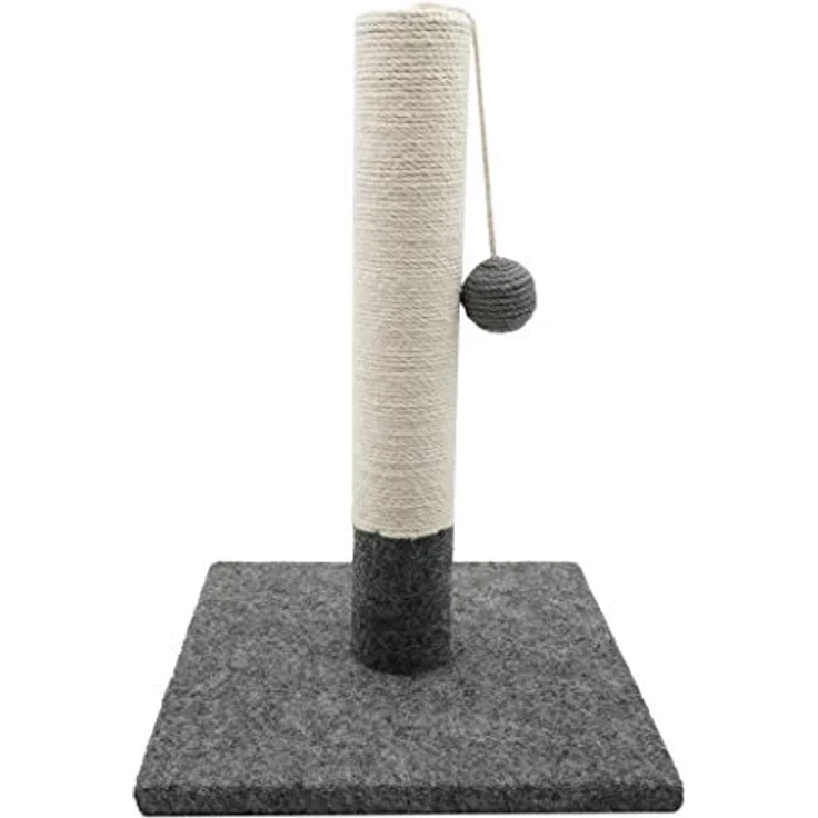 Tyrol | Kratzbaum für Katzen, 42 cm | Kratzpfosten für Katzen aus Jute und strapazierfähigem Stoff mit Bommel | Kratzbaum in modernem Design Farbe Grau und Weiß | stabile Basis 30 x 30 cm – Bild 1
