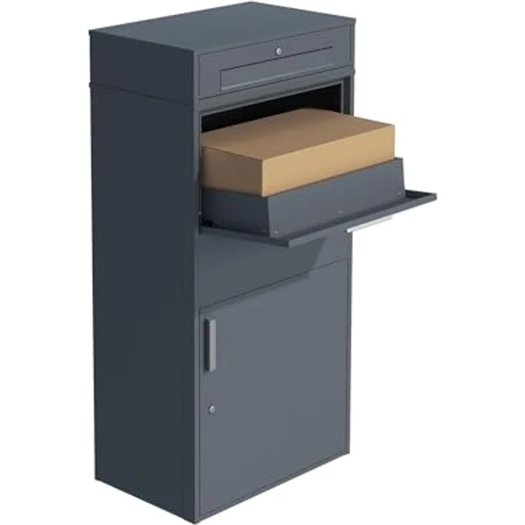 Westmann Briefkasten 'Pavo' mit Paketbox, abschließbare Wetterfeste Stahlkonstruktion in Anthrazit, 72 x 128 x 45 cm – Bild 5