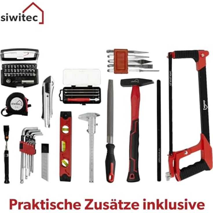 siwitec Werkzeugkoffer 139-teilig, Werkzeug Set CRV, Werkzeugkasten, Profi Werkzeugkoffer (139 St., enthält 139 Werkzeuge), vielseitig, ergonomisches Design, kompakt, leicht, handlich, 139 Teile – Bild 6