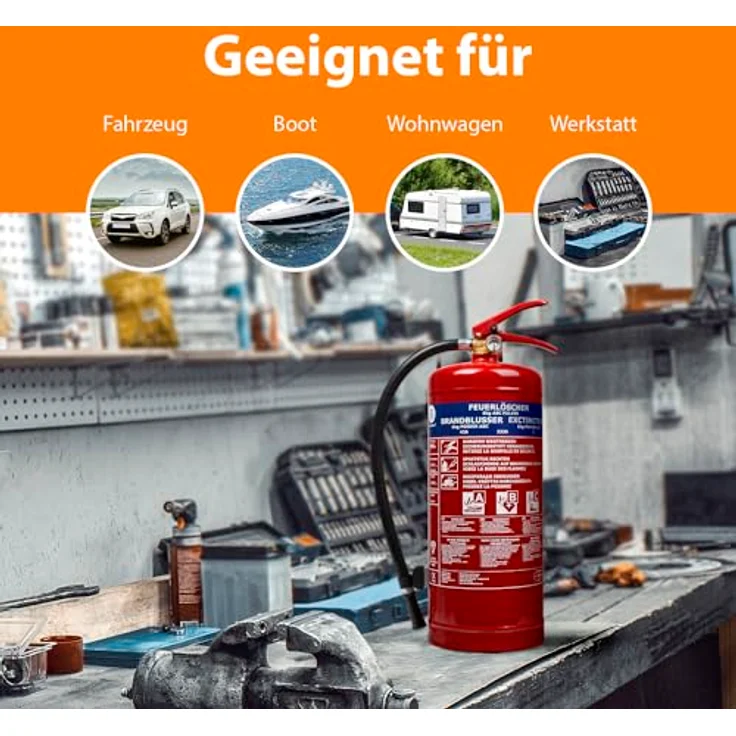 Smartwares ABC Feuerlöscher 6 Kg- Pulverlöscher mit Halterung, Manometer und Schlauch, BB6 – Bild 6