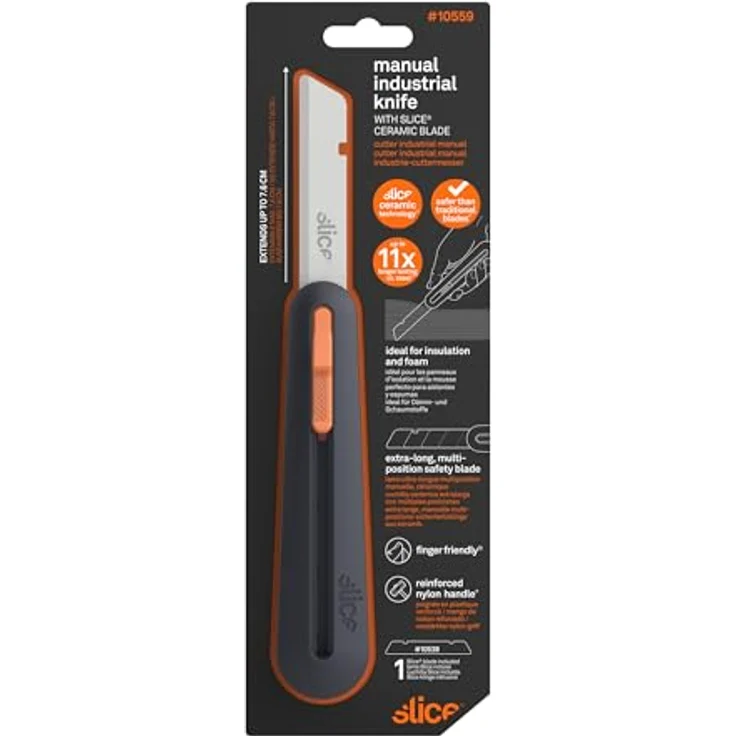 SLICE Cuttermesser Slice 10559, Manuelles Teppichmesser mit keramischer Klinge, 4 Schneidpositionen, robuster Nylon-Griff – Bild 7