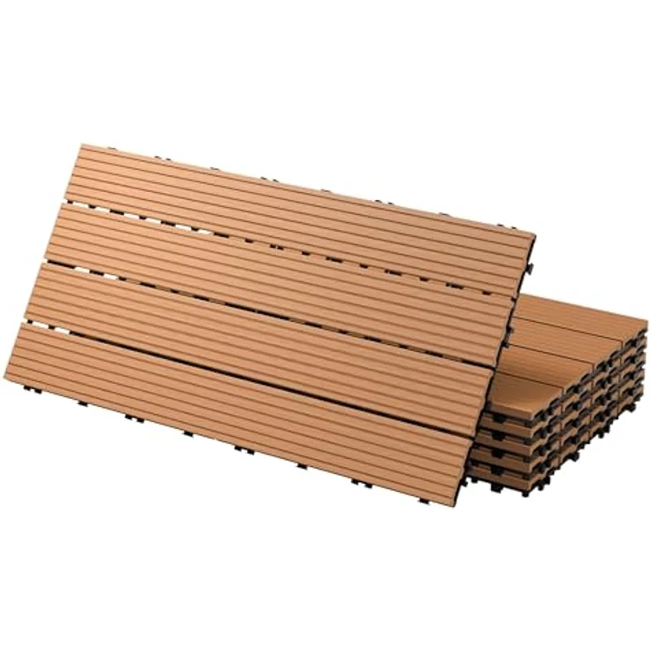 Terrassenfliesen 60x30 cm 6er Set für 1m² Hellbraun aus WPC – Bild 2