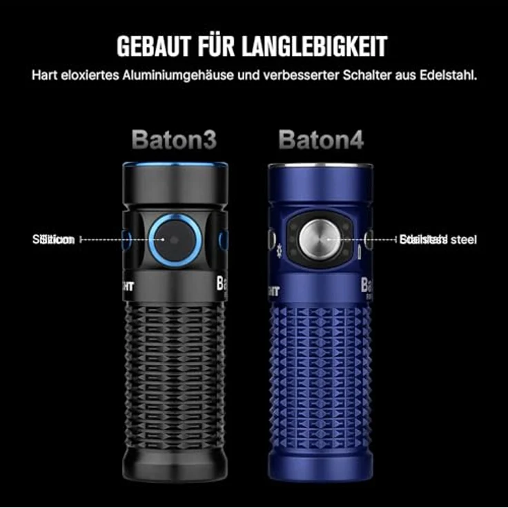 OLIGHT Baton 4 LED Taschenlampe, 1300 lm, wiederaufladbar, langlebiger Metallschalter, bis zu 30 Tage Laufzeit – Bild 5