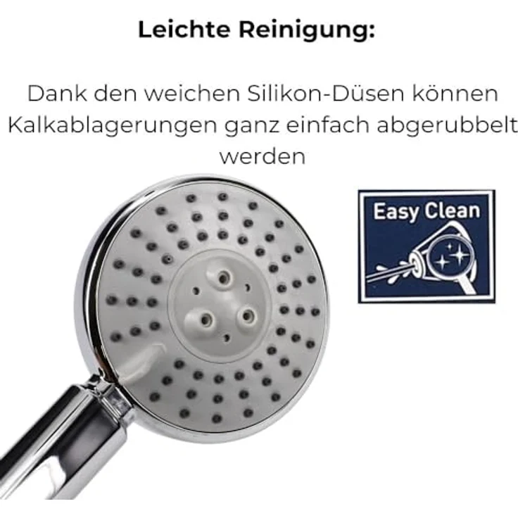 GarPet Handbrause Duschkopf 3 Funktion Duschbrause Wassersparender Brausekopf, chromfarben – Bild 4