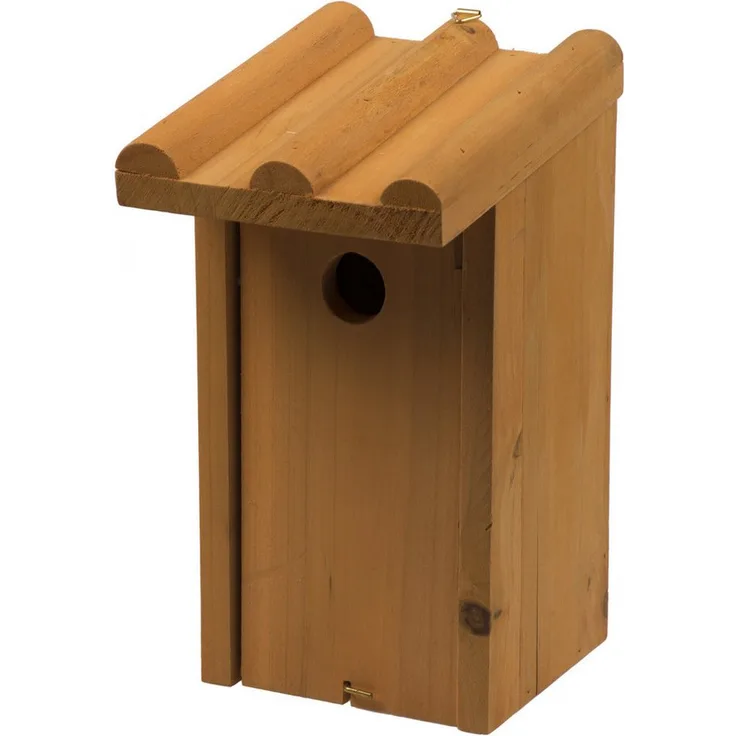 DUVO+ Nistkasten Meisennest Holz mit Schrägdach, 13 x 12 x 26 cm, runde Öffnung und Aufhängehaken