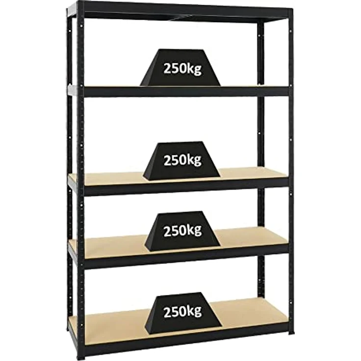 PROREGAL Schwerlastregal Big Elephant Schwarz 180x120x45cm Fachlast 250kg Kellerregal, Steckregal, Garagenregal, Lagerregal – Bild 1
