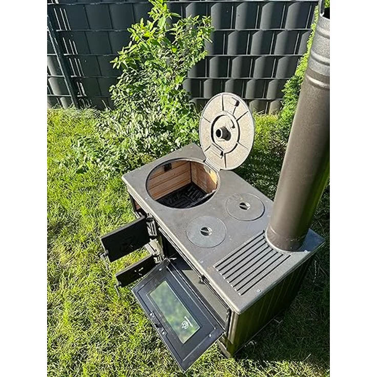 Homeparadise Outdoor-Küchenofen Terrassenofen Kuzine Soba/Gartenküche Holzofen Ofen mit Holzkohle (Brennkammertür: Guss), Schwarz / Anthrazit – Bild 3