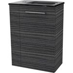 FACKELMANN SBC PERFEKT Gäste-WC Set 2-teilig, Waschbecken und Waschtischunterschrank, Anthrazit Holzoptik, 45 cm