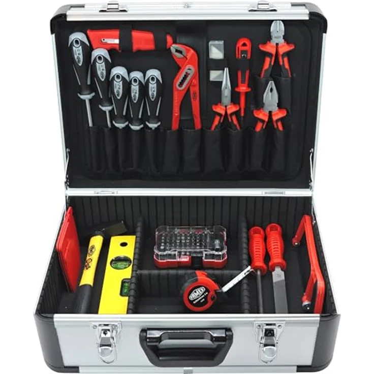 FAMEX 702-L Alu Werkzeugkoffer, robuster Koffer mit 26 Einstecktaschen, max. Tragkraft 30 kg, 460 x 355 x 180 mm – Bild 3