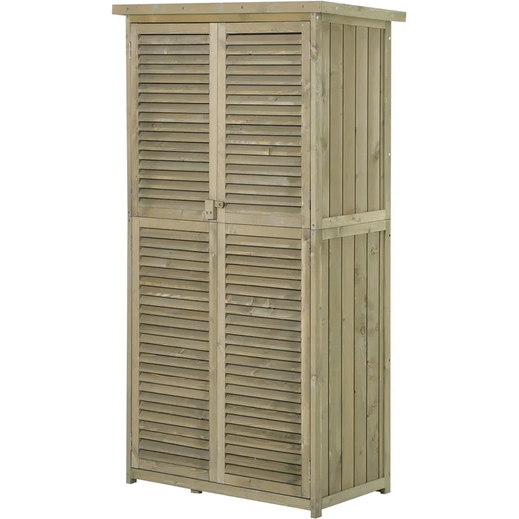 Northio Geräteschuppen Gartenschrank Holz, Grau, mit Asphaltdach und 4 Fächern, 87 x 46,5 x 160 cm