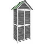 vidaXL Geräteschuppen, Gartenschrank mit Schrägdach, Holz Gerätehaus für Gartenwerkzeuge, Geräteschrank Werkzeugschrank, Grau 89x52,5x175cm Massivholz Kiefer