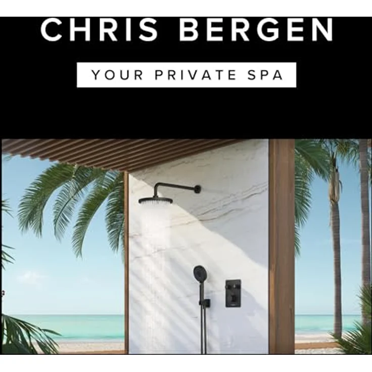 CHRIS BERGEN Kopfbrause Wassersparender Regenduschkopf mit Brausearm, Regendusche, Kopfbrause, in Schwarz matt – Bild 7