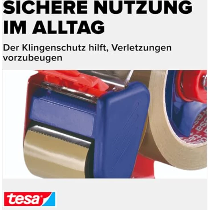 tesa Packband Handabroller ECONOMY - robuster Abroller für Paketbänder - Profi-Qualität - Für Klebebänder mit bis zu 50 cm Breite - Preisvergleich – Bild 6