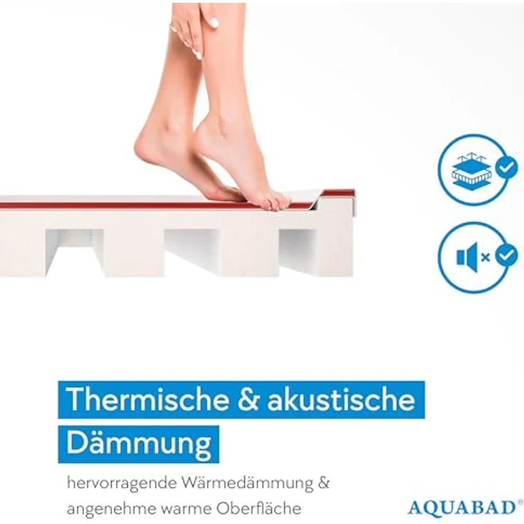 Aquabad® Duschwanne BASIC Smooth White, Quadrat, 80x80 cm, Acryl mit Styroporträger und Ablaufgarnitur – Bild 6