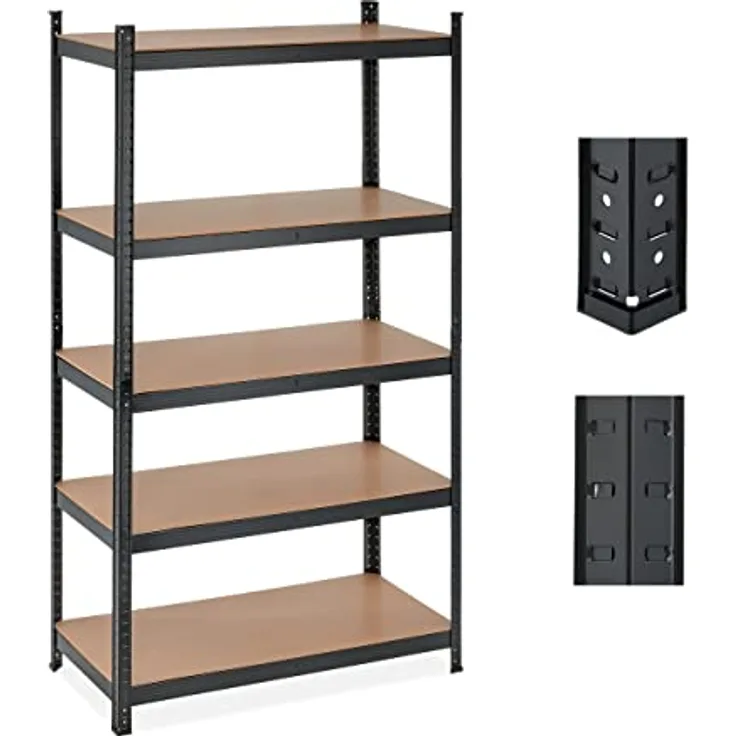 Relaxdays Schwerlastregal, 5 Ebenen, HBT 180x100x50 cm, 1250 kg Tragkraft, Metall Lagerregal für Keller, Garage, schwarz