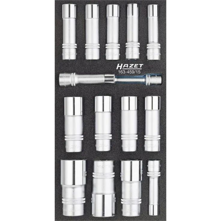 Hazet 163-459/15 Werkzeugset, 15-teiliges Safety-Insert-System (SIS) mit Ordnungssystem und integrierter Vollständigkeits-Prüfung, Made in Germany