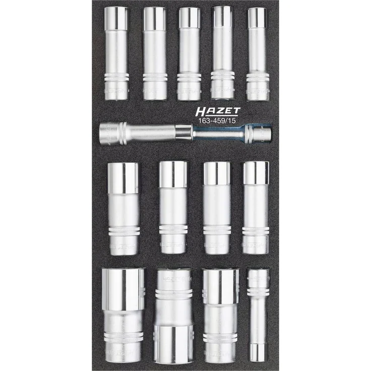 Hazet 163-459/15 Werkzeugset, 15-teiliges Safety-Insert-System (SIS) mit Ordnungssystem und integrierter Vollständigkeits-Prüfung, Made in Germany