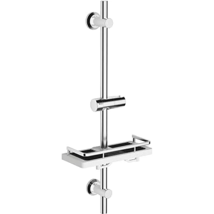Görbach Duschset Edelstahl Duschstange mit Duschkopfhalterung, 70 cm, Chrom, wahlweise mit verstellbarer Duschablage und flexibler Montage