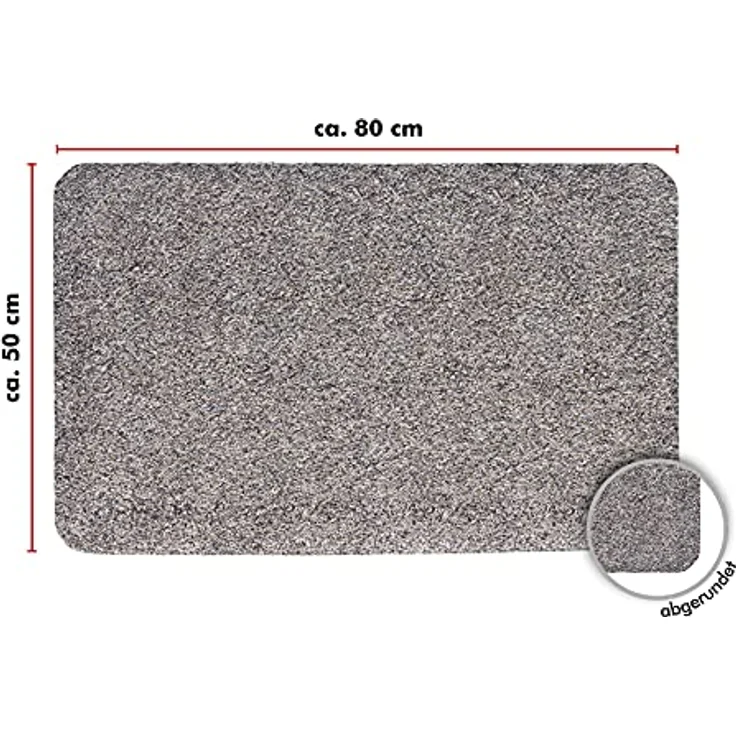 andiamo Fußmatte Samson - Schmutzfangmatte aus Baumwolle für den Hauseingang - einsetzbar als Fußmatte innen, Fußabtreter im überdachten Außenbereich oder als Haustiermatte 50 x 80 cm Granit – Bild 2